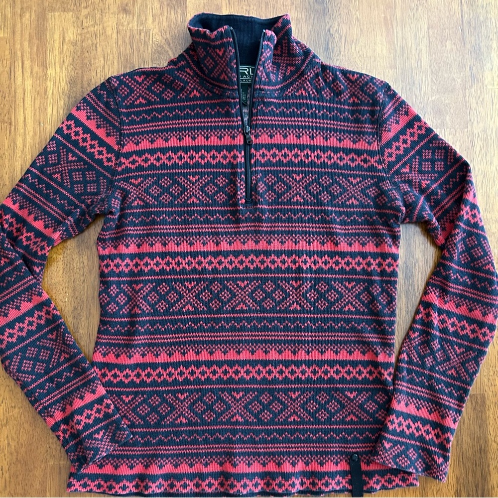 Lauren Ralph Lauren Active Nordic Waffle Knit Thermal 1/4 Zip Pullover Small - Picture 2 of 13